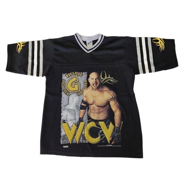 Vintage 1998 WCW Bill Goldberg Who's Next Wrestling Jersey T-Shirt 14/16 Small - Picture 1 of 10